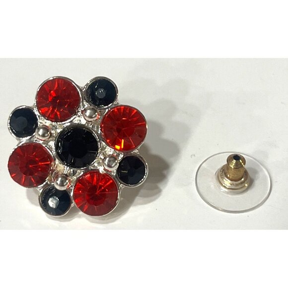 Style & Co. Red & Black Crystal Flower Stud Earrings - Picture 6 of 7